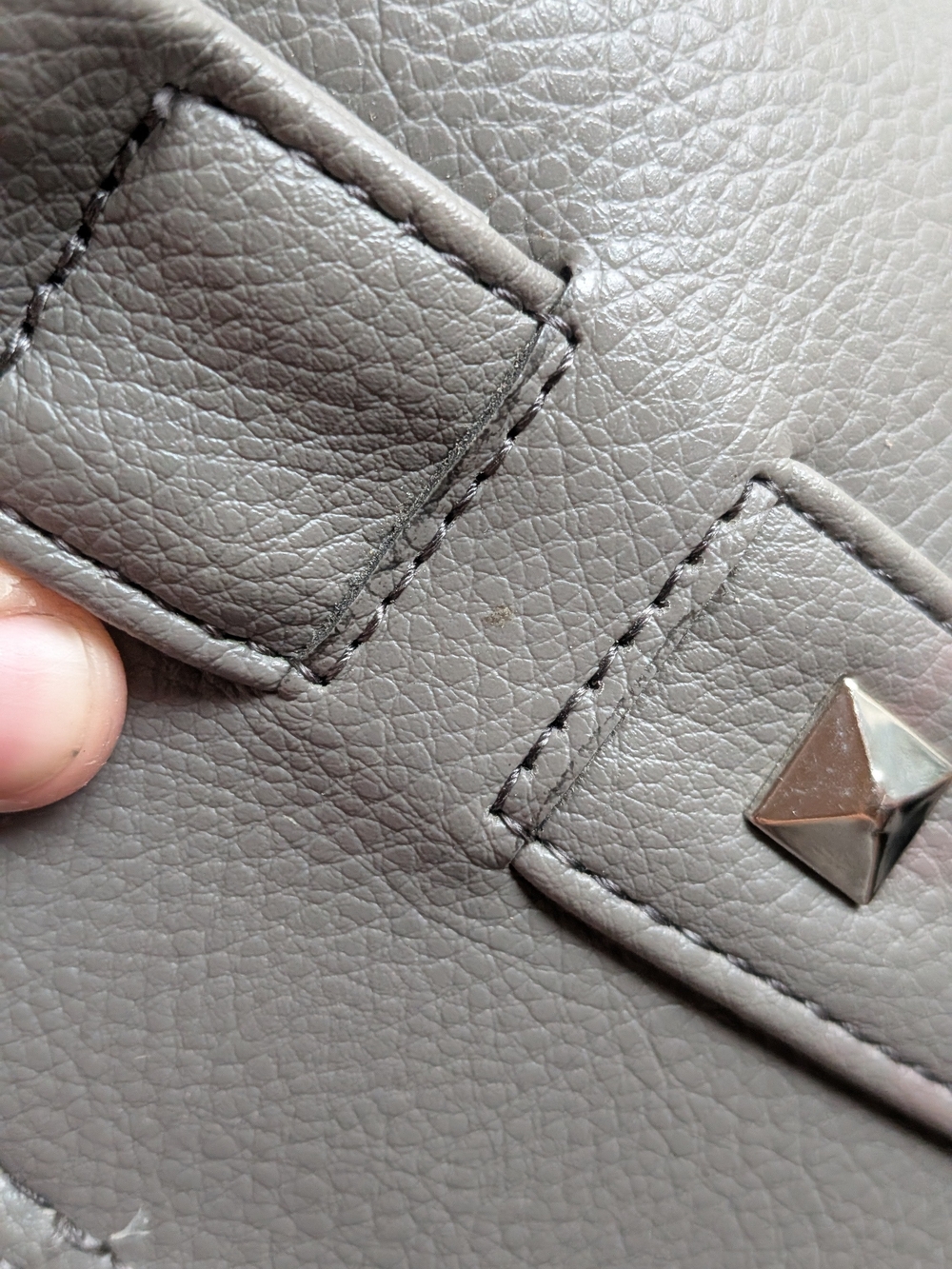 Nicole Miller Grey Studded Structured Satchel Tote Bag - Picture 11 of 16